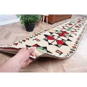 Vintage 2.6x16.4 ft Rug, <b>Runner</b> Turkish Rug, <b>Red</b> Persian Wool Rug - Product Image 3