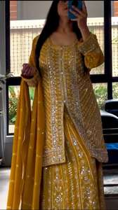 Vêtements et accessoires Haut de travail léger en fausse georgette et palazzo Sharara avec dentelle fantaisie Dupatta - Product Image 2