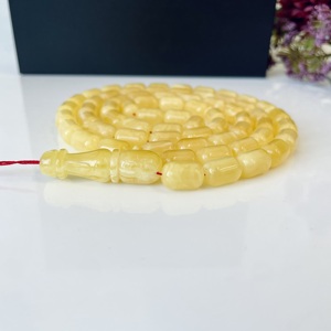 Perles musulmanes en ambre, chapelet en ambre baltique naturel de forme baril - Product Image 3