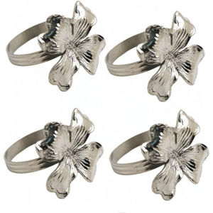 Elegantes servilleteros de flores plateadas para banquete de boda y comedor en casa servilletero Floral de Metal pulido para accesorios de vajilla - Product Image 1