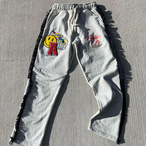 Streetwear avec logo brodé personnalisé Ensemble de sweats à capuche surdimensionnés en coton avec broderie dégradée Survêtement avec fermeture éclair pour hommes - Product Image 3