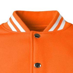 Orange and <b>White</b> Striped Wool Baseball <b>Jacket</b> with Custom Logo High Street Style Letterman Design <b>for</b> <b>Men</b> Leather Sleeve - Product Image 4