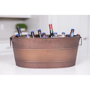 Bañera de cobre vintage con asas para fiestas y reuniones, perfecta para enfriar vino y cerveza - Product Image 4