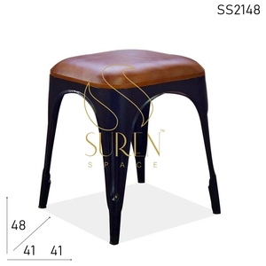 Tabouret de Bar Industriel en Métal Design Antique Cadre en Bois Massif Élégant Long Appel pour Usage Extérieur Salle à Manger Salon Hôtel Restaurant - Product Image 3