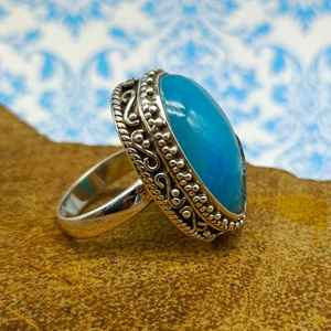 Anillo de piedras preciosas de alta calidad, joyería de Plata de Ley 925, Color Natural azul, ventana de titanio, anillos finos de piedra con forma ovalada Druzzy - Product Image 3