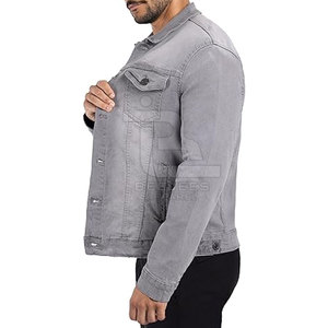 Chaqueta vaquera lavada con ácido para hombre hecha en algodón con logotipo personalizado al por mayor, chaqueta vaquera lavada con ácido transpirable para uso en exteriores para hombre - Product Image 4