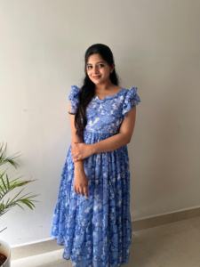 ชุดเดรสยาวสไตล์โบฮีเมียนสำหรับผู้หญิง, เดรสกระโปรงบานพริ้วไหวแขนพองพิมพ์ลายดอกไม้สำหรับฤดูร้อน - Product Image 3