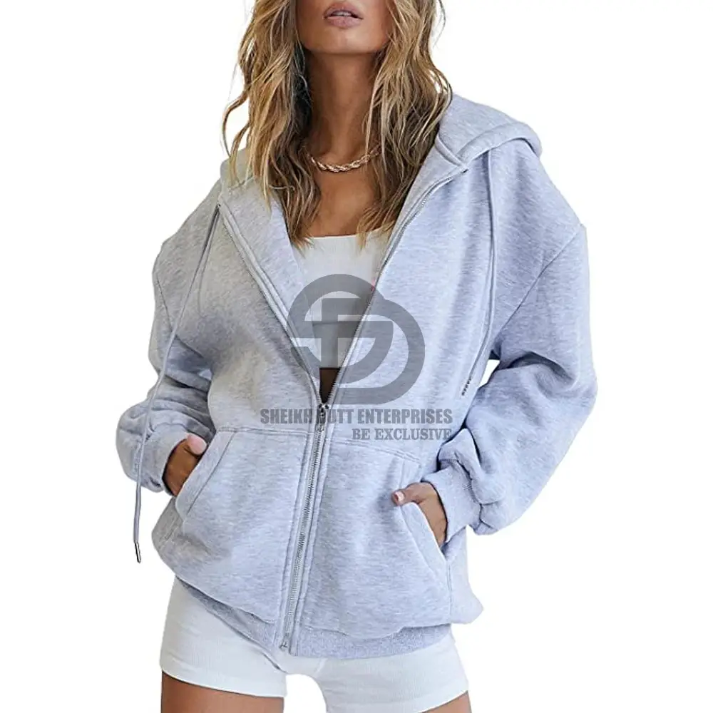 Women's Cute Hoodies Teen Girl Fall Jacket Oversized Sweatshirts Casual Drawstring Clothes Zip Up Hoodies with Pockets