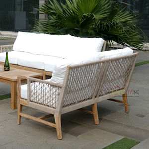 Nizuc élégant Design moderne imperméable à l'eau Patios extérieurs espaces de vie sièges confortables finition patinée canapé en bois de teck hôtel - Product Image 4