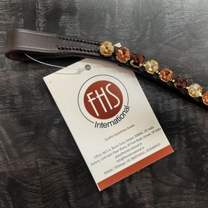 Frontal de Cuero Curvado con Cristales de Lujo y Pedrería Multicolor para Equipamiento Ecuestre - Product Image 1