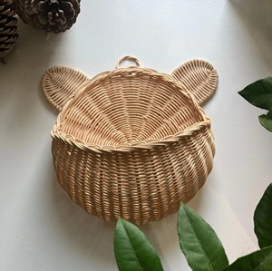 Natural Rattan <b>Cute</b> <b>Bear</b> Circle Wall Basket Handmade Eco-Friendly Storage Baskets Modern Multifunction Made in Hanoi - Product Image 1