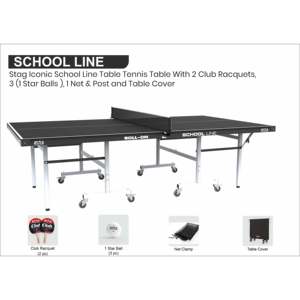 Table de tennis de table professionnelle extérieure pliable Stag Iconic Moveable, pleine taille, surface en MDF 25 mm, design School Line - Product Image 1
