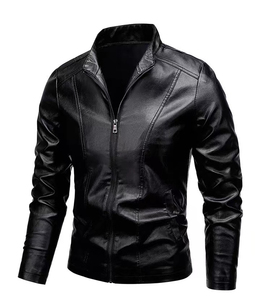 Nouvelle veste en cuir noir coupe slim coupe-vent de haute qualité classique pour motard en PU imitation cuir - Product Image 3
