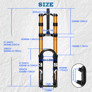 <span class=keywords><strong>Fourche</strong></span> à suspension pneumatique pour VTT BUCKLOS pour DH XC 15*110mm 27,5/<span class=keywords><strong>29</strong></span> pouces 180mm de débattement <span class=keywords><strong>Fourche</strong></span> de vélo à double épaule - Product Image 2