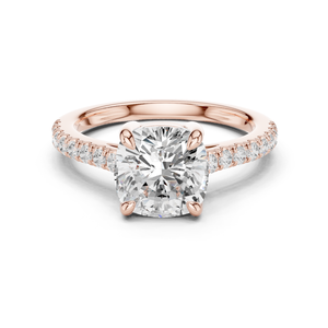 Anillo de compromiso de plata esterlina de 14K con diseño de Halo - Product Image 2