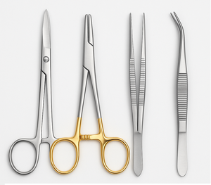 Ensemble d'outils chirurgicaux 4 pièces 12.5cm Instruments ophtalmiques en acier inoxydable ciseaux porte-aiguilles Instruments chirurgicaux de base - Product Image 1