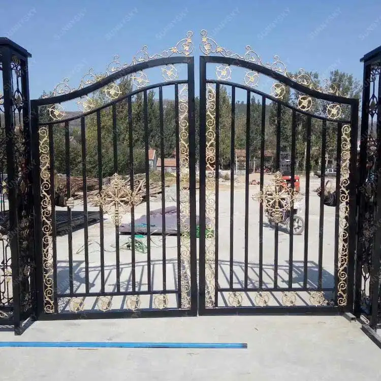 XIYATECH Puerta de hierro decorativa de estilo italiano Imagen 8x8 Puerta de valla de hierro forjado