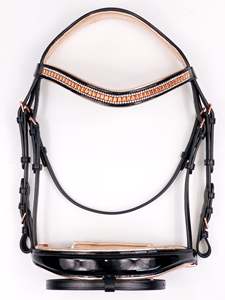 Brida de charol ecuestre, brida de oro rosa con accesorio de oro rosa - Product Image 2