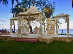 Nouveau mariage hindou traditionnel Jodha Akbar Mandaps concepteur blanc Jodha Akbar Mandaps UK dernières conceptions de Bollywood Mandap élégantes - Product Image 3