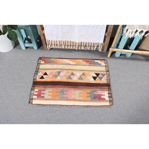 1.9x2.7 ft Turkish <b>Red</b> <b>Wool</b> Vintage Kilim Rug Eco-Friendly Patchwork Polka Dot Design with Latex Backing and Medium Pile - Product Image 3