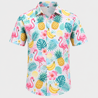 Kemeja Hawaii Pria Lengan Pendek Bahan Woven Motif Bunga Tropis Streetwear Kancing Depan Kemeja Pantai Ringan Kemeja Liburan Musim Panas
