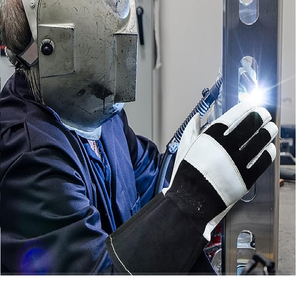 Gants de soudage TIG en cuir avec protection contre les coupures Caiman Gants de soudage Kontour en grain de chèvre blanc/or - Product Image 6