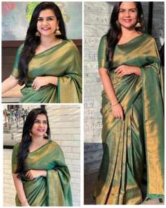 Nouveau Saree en soie Banarsi à la mode avec chemisier pièce économique Style Bollywood tenue de fête pour les femmes indiennes en gros de Surat - Product Image 5