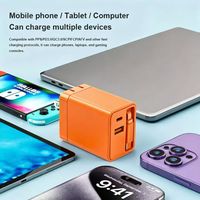 Chargeur portable 65W PD3.1 avec câble rétractable USB-C/USB-A OTP Chargeur rapide pour ordinateur portable et téléphone