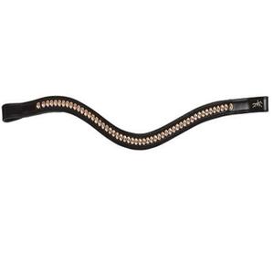 Productos ecuestres de equitación hechos a medida, banda para cejas de caballo de cuero de silla de montar real de la mejor calidad para brida con cristales dorados - Product Image 2