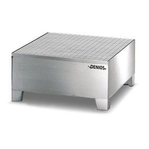 Vasca di raccolta in acciaio inox per 1 fusto da 200 litri, 850 x 870 x 430 mm, con griglia - Product Image 1
