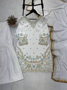 EID Đặc biệt thiết kế xu hướng hàng đầu với <span class=keywords><strong>sequans</strong></span> thêu làm việc hàng đầu với sarara và dupatta với ren làm việc - Product Image 4