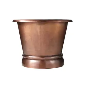 印度供应商成人独立式锤打铜浴缸，全球供应豪华铜浴缸
