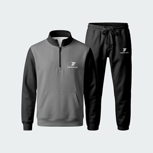 Servicio OEM, Conjunto Deportivo Unisex de Invierno, Casual, Moderno, Cómodo, de Manga Larga, con Cierre de Cremallera de un Cuarto, 100% Algodón Felpa - Product Image 6
