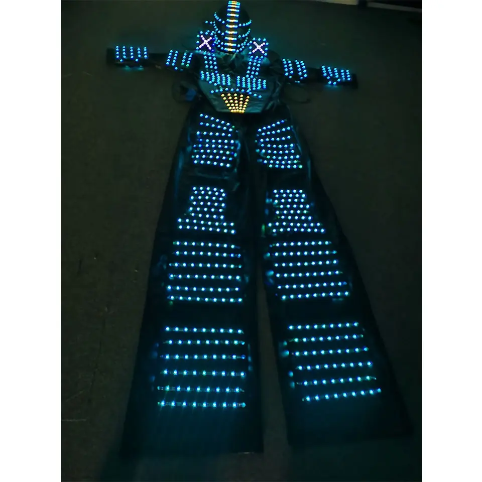 FUNTOYS 2023 신제품 빛나는 Led 로봇 의상 춤 죽마 워커 의상 LED 조명 빛나는 재킷 성능