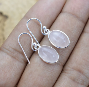 Pendientes de Plata de Ley 925 bohemios al por mayor increíble cuarzo rosa hecho a mano gota ovalada colgante joyería de moda para regalo de mujer - Product Image 2