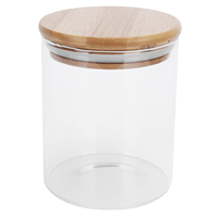 Boîte sèche en pot transparent blanc de 150ml 200ml avec couvercle en bois Boîte de stockage de nourriture populaire pour usage sec