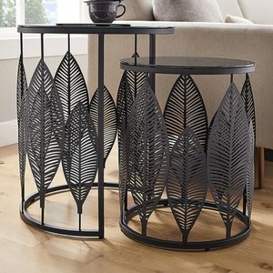 Black <b>iron</b> side <b>table</b> with stylish legs great for modern glam interiors or boutique hotel rooms - Product Image 4