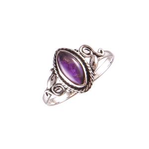 Handmade 925 Sterling Silver Classic Engagement Ring Natural Amethyst Bezel Setting <b>Wedding</b> Oxidized Ring - Product Image 1