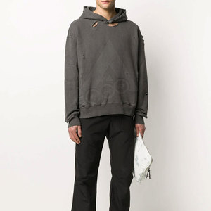 Sudadera con capucha de lana cálida de invierno para hombre más vendida, diseño desgastado, nuevo patrón de estampado, tallas de Color sólido, teñido liso a prueba de agua - Product Image 2