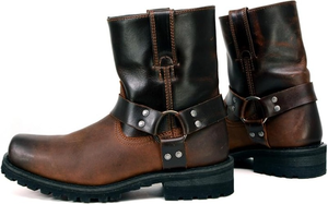 Bottes de moto en cuir de vachette imperméables marron vieilli avec doublure, pour motard et travail - Product Image 4