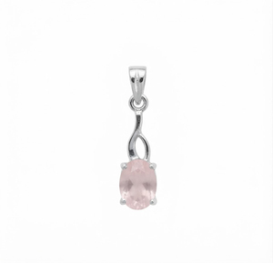 Trendy Wholesale Sterling Silver Rhodium Plated Oval Cut <b>Rose</b> <b>Quartz</b> Pendant-Handmade Minimalist Gift FOR Her Dainty <b>Jewelry</b> - Product Image 1