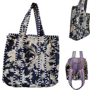 Sac fourre-tout matelassé bohème élégant-Sac en coton fabriqué à la main avec imprimé complexe - Product Image 1