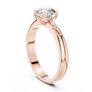 Bague solitaire élégante en diamant de laboratoire 1 carat avec pierres serties, en or rose 18 carats plaqué rhodium, certifiée IGI, pour mariage, fiançailles, soirée - Product Image 2