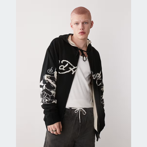 OEM ODM เสื้อฮู้ดมีซิปมีฮู้ดลายกราฟิกคุณภาพสูงทนทานวัสดุเป็นมิตรกับสิ่งแวดล้อมเสื้อผ้าขนาดใหญ่ขายส่งเครื่องแต่งกาย - Product Image 5