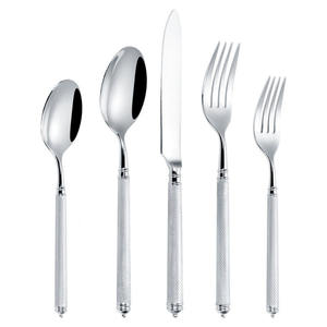 Cubiertos de acero inoxidable para boda chapados en plata de alta calidad de lujo, juego de cubiertos con mango de latón para hoteles, fiesta real - Product Image 4