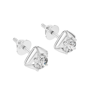 Pendientes de Diamantes Cultivados en Laboratorio, Corte Brillante Redondo, 0.4782 CT, para Mujer, VVS-VS EF CVD, Oro de 18K, 14K, 10K y Plata 925, Color Rosa - Product Image 4