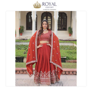 Approvisionnement en gros, qualité supérieure, dernière collection de créateurs de mode, vêtements de mariage pour femmes, lehenga choli en soie vichitra à vendre - Product Image 5