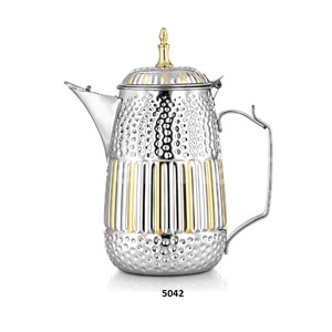 Théière en acier inoxydable argenté martelé de haute qualité avec couvercle et poignée Pot de service à thé élégant pour décor de salle à manger de cuisine à la maison - Product Image 3