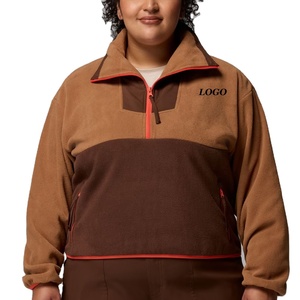 Sudadera de Mujer con Bloques de Color, Cuello Alto y Material de Felpa, con Diseño de Logotipo Personalizado, Ropa Casual para Invierno, Precio al por Mayor - Product Image 1