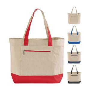 Bolsas de Compras de Lona Resistente de Color Sólido con Cierre y Bolsillo Frontal - Product Image 1